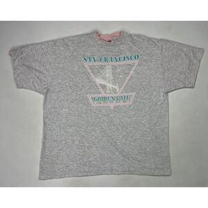 VINTAGE San Francisco Golden Gate Bridge T-shirt Men XL Gray Pink USA 90s